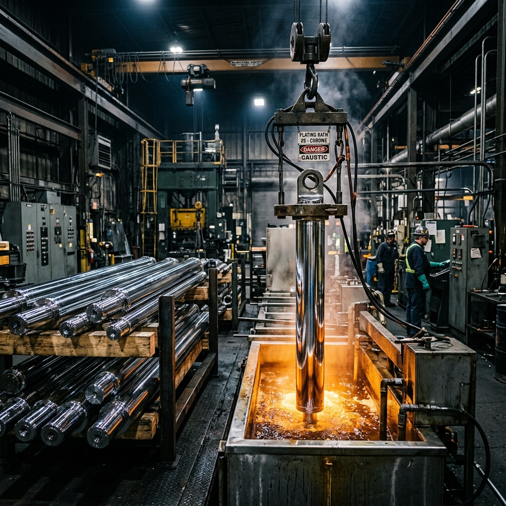 Sert krom kaplama öncesi ve sonrası hidrolik piston yüzeyi